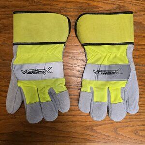 New Hi-Visibility Insulated Leather Palm Work Gloves Size XL Heavy Duty Viswerx